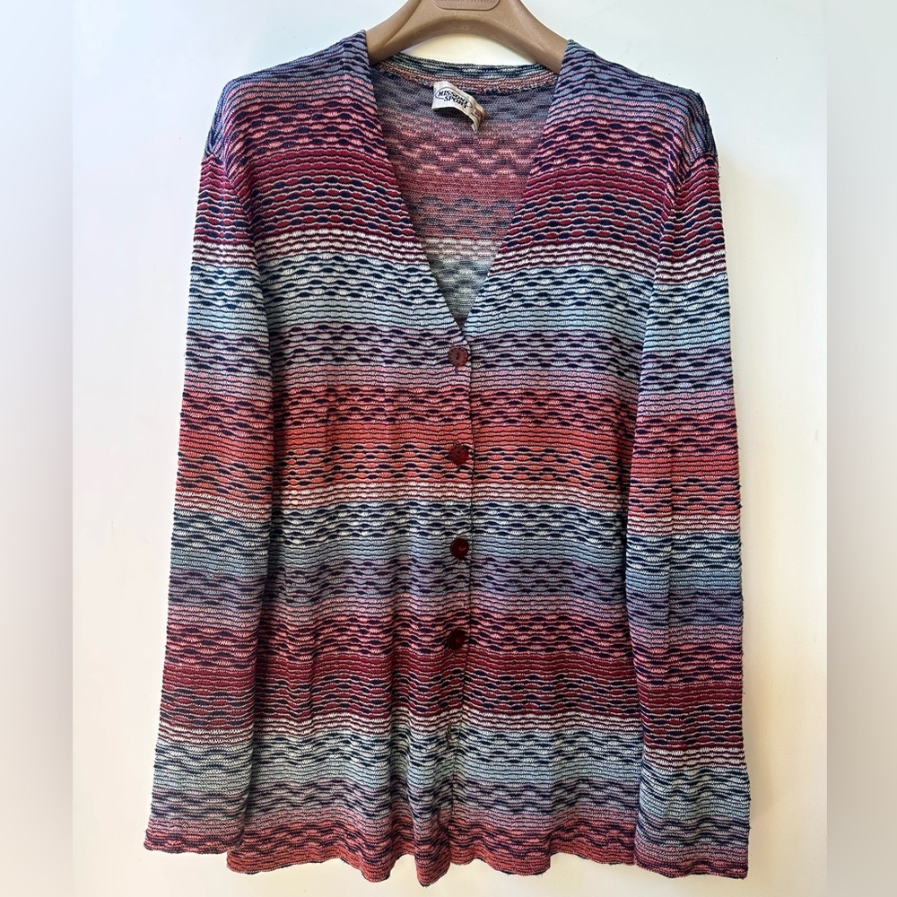 Missoni Sport V-Neck Multicolor Cardigan M - L Vintage
